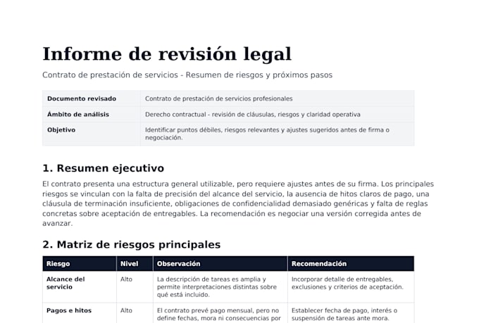 review your spanish contract and identify legal risks